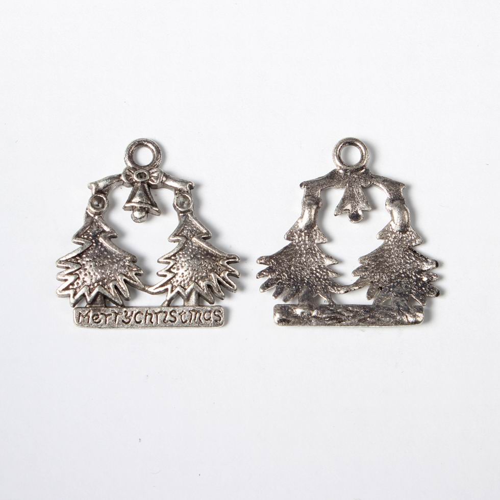 PandaHall Alloy Pendants, Tree for Christmas, Antique Silver, Lead Free, 24x23x2mm Alloy Tree