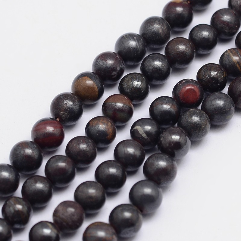 PandaHall Round Natural Tiger Iron Bead Strands, 8mm, Hole: 1mm; about 49pcs/strand, 15.74" Tiger Iron Round
