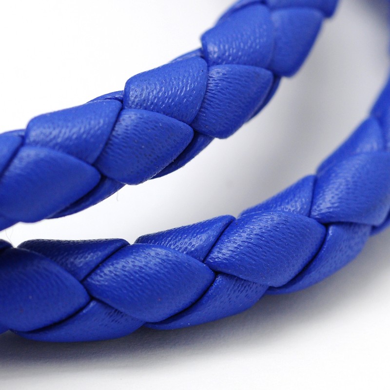 PandaHall Braided Imitation Leather Cord, Blue, 5~6mm; about 10yards/roll Imitation Leather Blue