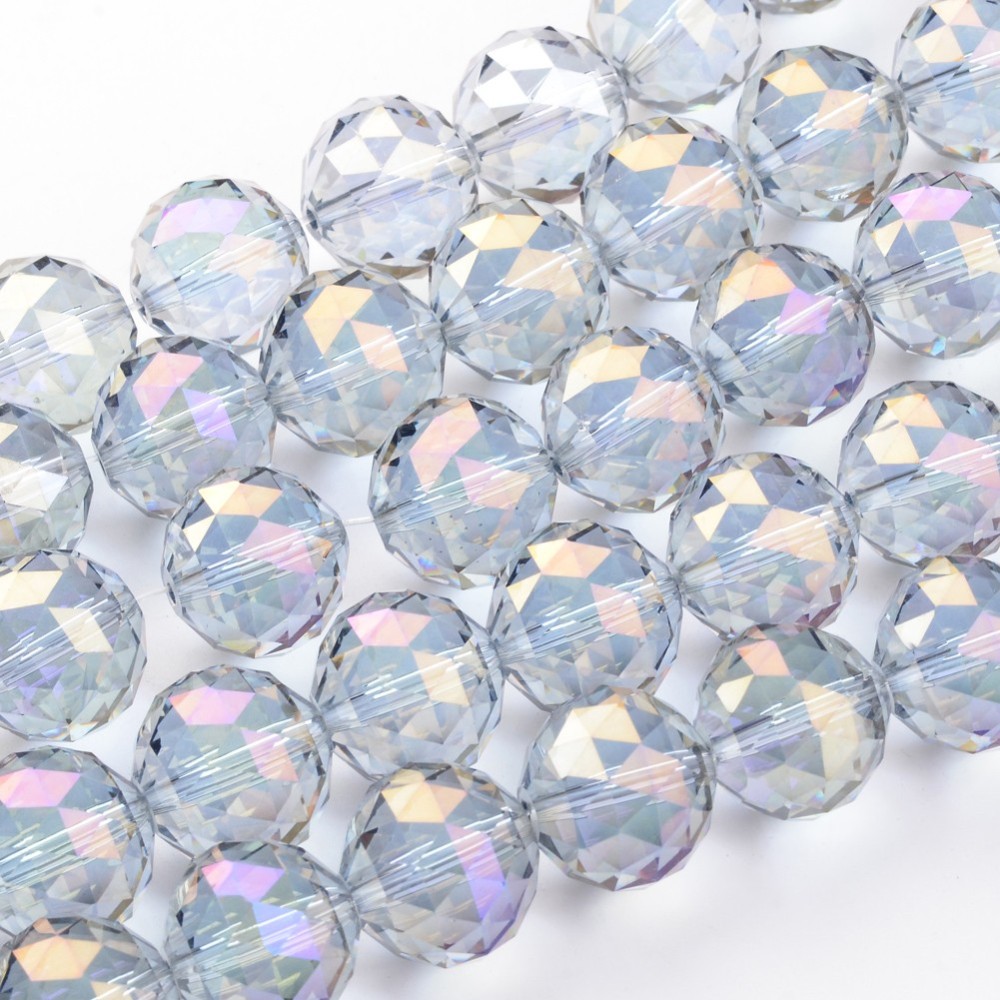 PandaHall Electroplate Glass Bead Strands, Full Rainbow Plated, Faceted, Round, Lilac, 19.5mm, Hole: 2mm; about 12pcs/strand, 8.6"(22cm)...