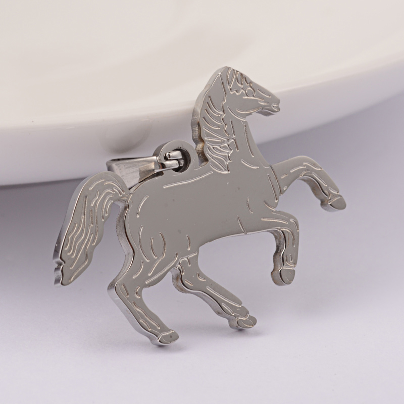 PandaHall 304 Stainless Steel Pendants, Horse, Stainless Steel Color, 19x27x2mm, Hole: 6x4mm Stainless Steel Horse