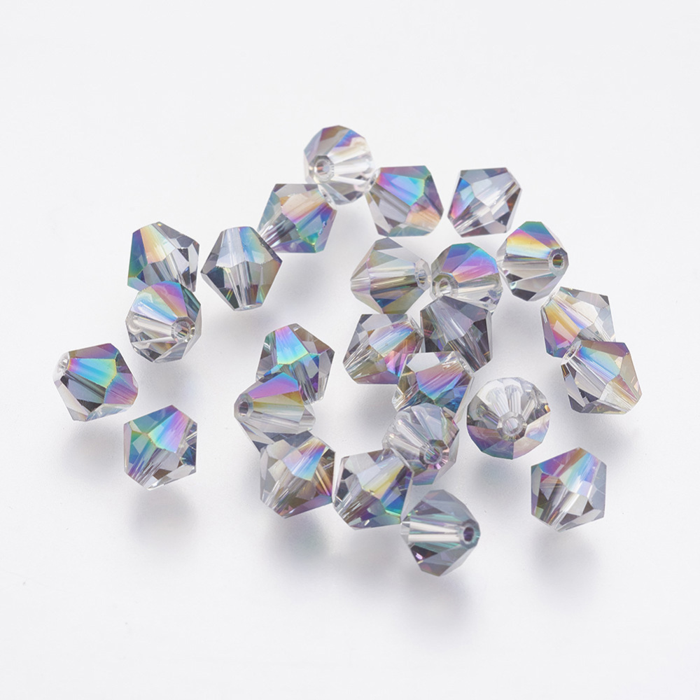 PandaHall Imitation Austrian Crystal Beads, Grade AAA, Faceted, Bicone, Colorful, 6x6mm, Hole: 0.8~1.1mm Glass Bicone
