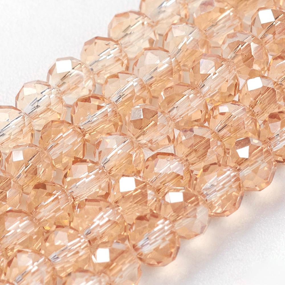 PandaHall Electroplate Glass Beads Strands, Faceted Rondelle, PaleGoldenrod, 3x2mm, Hole: 1mm; about 100pcs/strand, 10" Glass Rondelle...