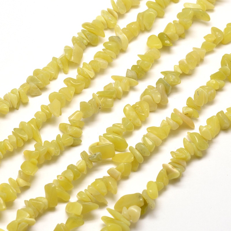PandaHall Natural Lemon Jade Chip Bead Strands, 5~8x5~8mm, Hole: 1mm; about 31.5" Lemon Jade Chip