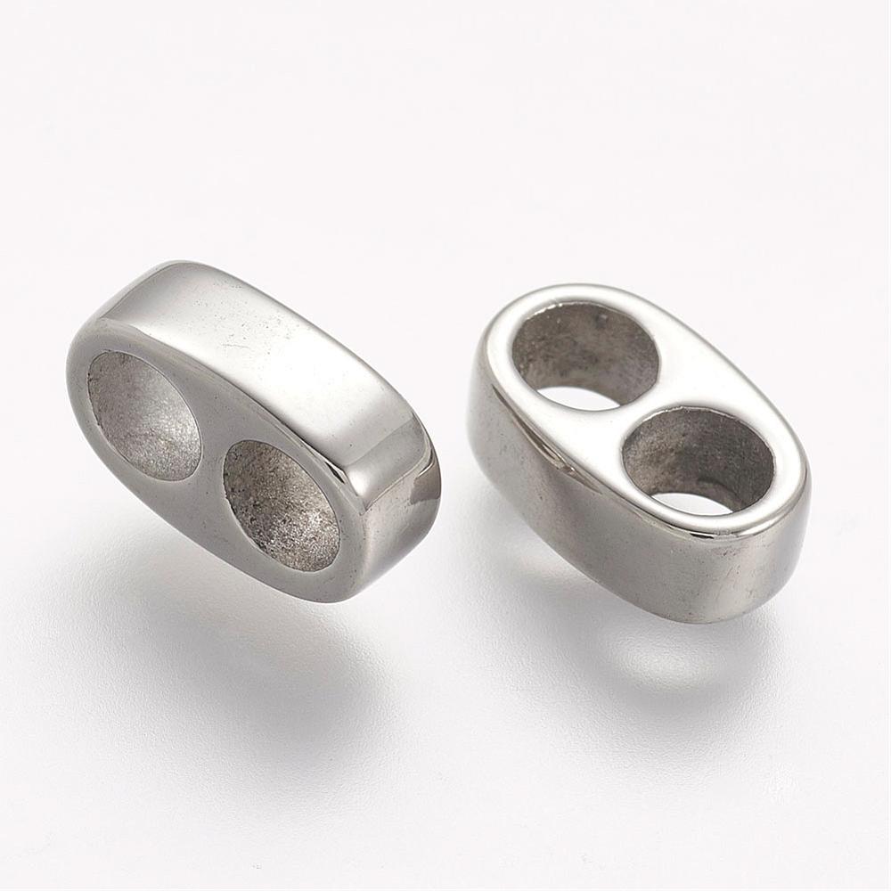 PandaHall 304 Stainless Steel Multi-strand Links, For Leather Cord Bracelets Making, Stainless Steel Color, 7.5x12x4mm, Hole: 4mm Stainless...