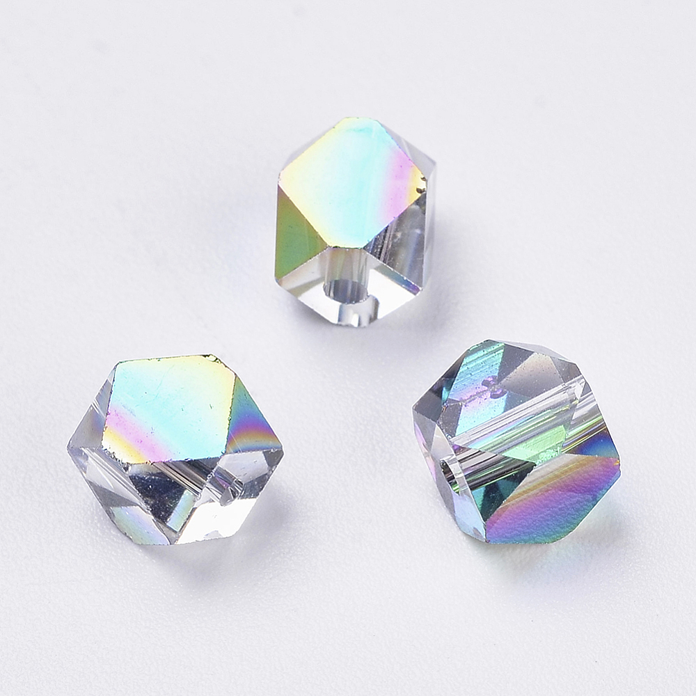 PandaHall Imitation Austrian Crystal Beads, Grade AAA, Faceted, Cube, Colorful, 6x5.5x5.5mm, Hole: 0.8~1.1mm Glass Cube