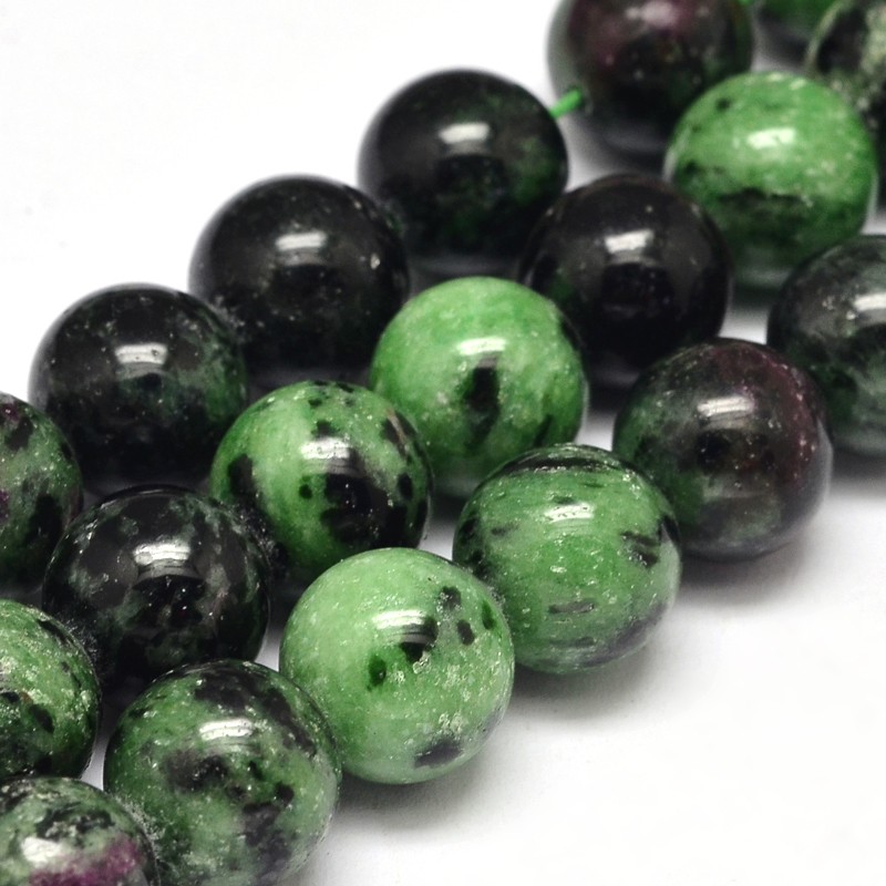 PandaHall Natural Round Ruby in Zoisite Bead Strands, 12mm, Hole: 1mm; about 34pcs/strand, 15.5" Ruby in Zoisite Round