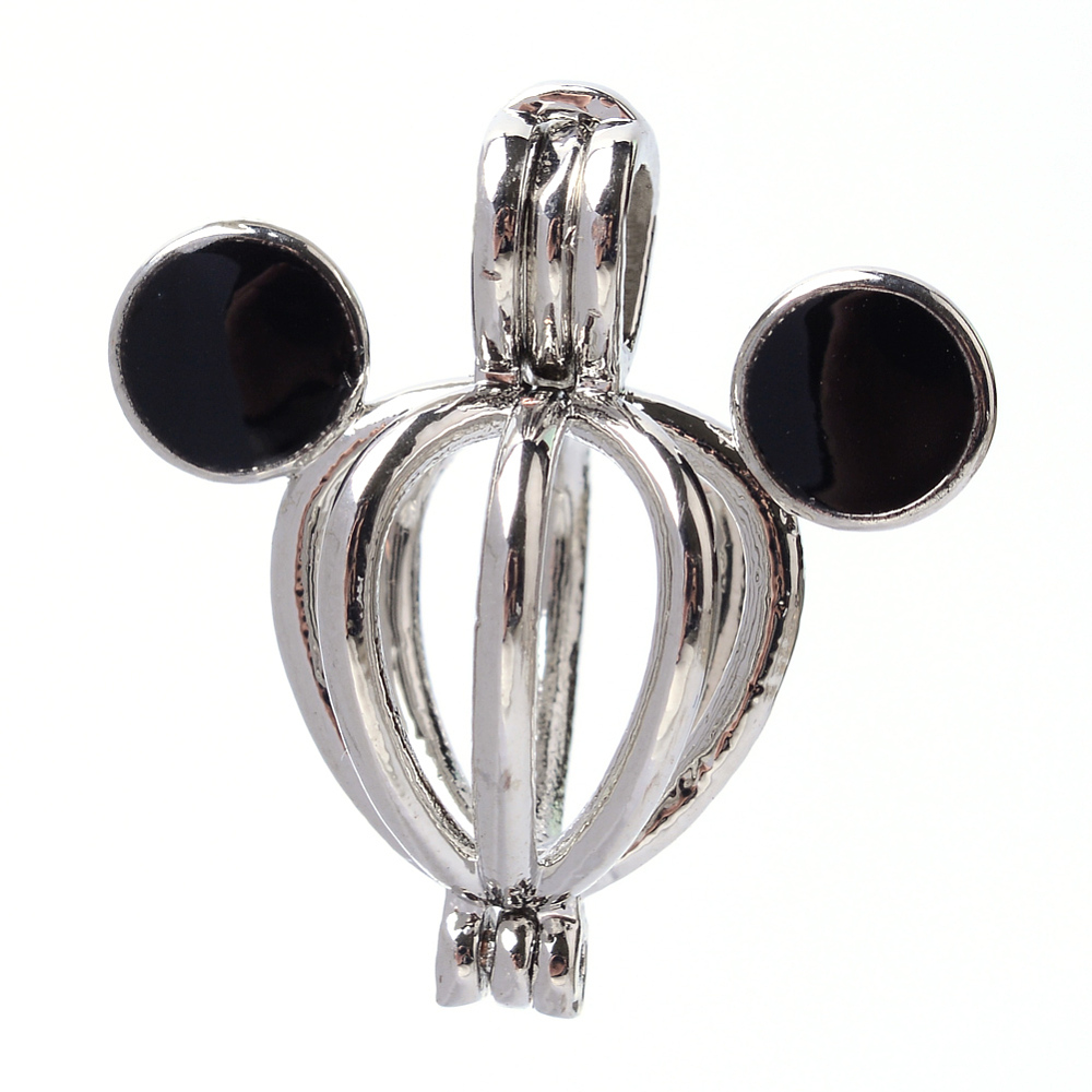 PandaHall Rack Plating Brass Diffuser Locket Pendants, with Enamel Style, Drop, Platinum, 23x22x13.5mm, Hole: 4x4mm; inner measure: 10x10mm...