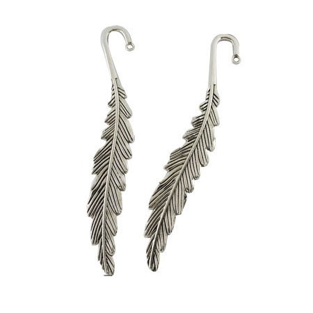 PandaHall Tibetan Style Bookmarks, Lead Free & Nickel Free & Cadmium Free, Leaf, Antique Silver, 117x13x4mm, Hole: 2mm Alloy