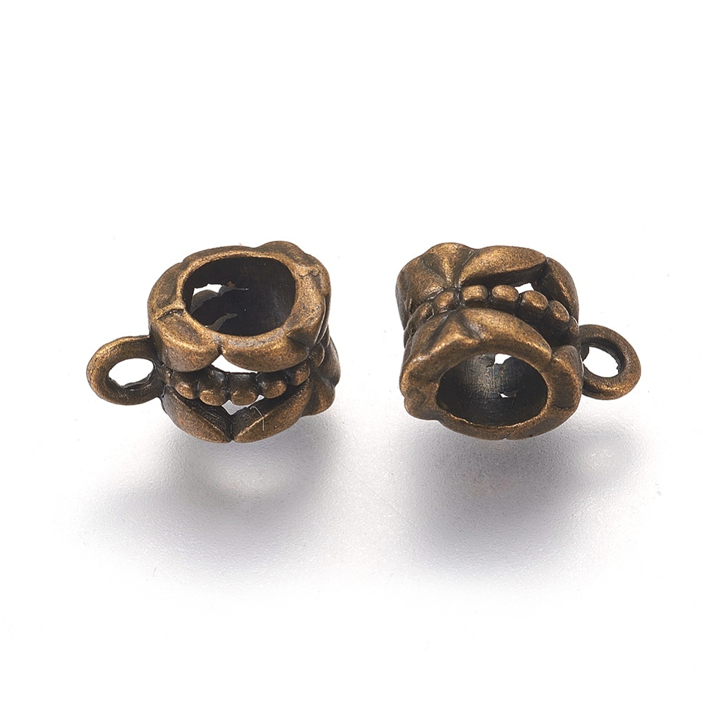 PandaHall Tibetan Style Hanger, Bail Beads Cup, Lead Free & Cadmium Free & Nickel Free, Antique Bronze, 11.5x6x8mm, Large Hole: 4.3x4.4mm;...