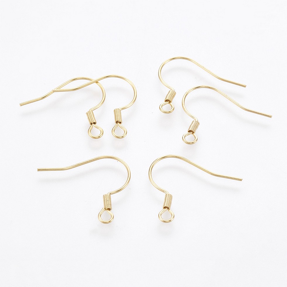 PandaHall 304 Stainless Steel Earring Hooks, Golden, 18x20x2mm, Hole: 2mm; Pin: 0.7mm Stainless Steel