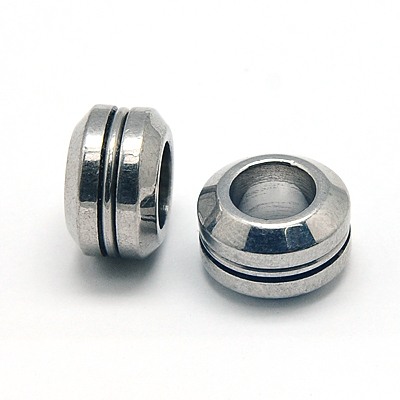 PandaHall 304 Stainless Steel Beads, Grooved Beads, Column, 11x6.5mm, Hole: 6mm Stainless Steel Column