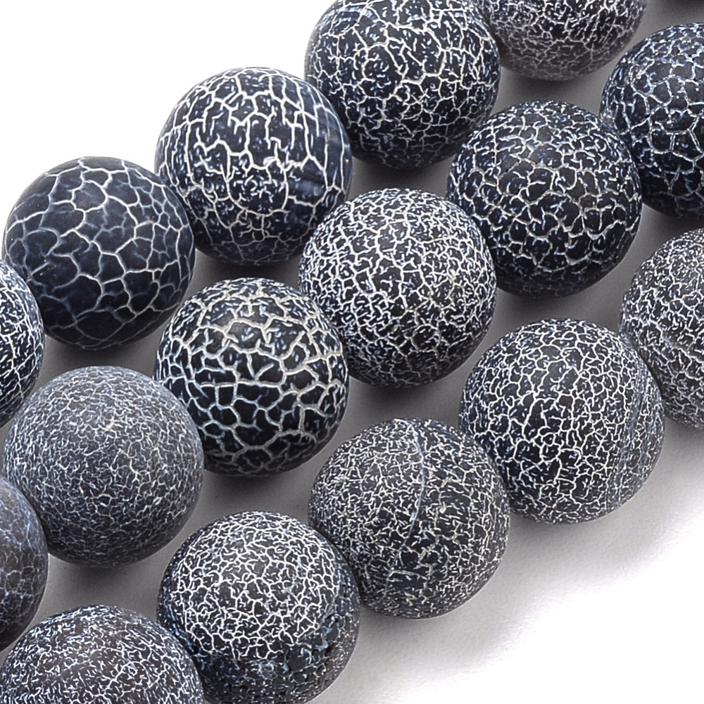 PandaHall Natural Weathered Agate Beads Strands, Frosted, Dyed, Round, Gray, 8mm, Hole: 1mm; about 50pcs/strand, 15.7" Weathered Agate Round...