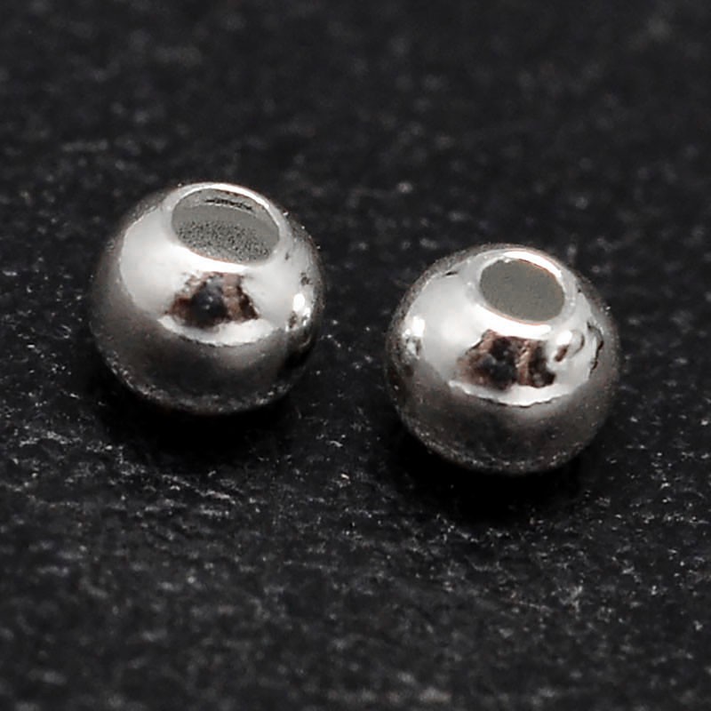 PandaHall Round 925 Sterling Silver Beads, Silver, 2mm, Hole: 0.9mm; about 869pcs/20g Sterling Silver Round