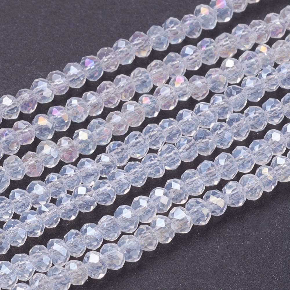 PandaHall Electroplate Glass Beads Strands, AB Color Plated, Faceted, Rondelle, Clear AB, 2.5x2mm, Hole: 0.8mm; about 197pcs/strand, 16.9"...
