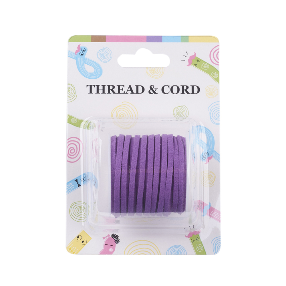 PandaHall 3x1.5mm Flat Faux Suede Cord, Faux Suede Lace, MediumOrchid, about 5m/roll Suede Purple