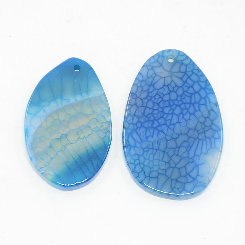 PandaHall Natural Agate Gemstone Drop Pendants, Dyed, RoyalBlue, 37~50x20~25x3~4mm Gemstone Drop Blue