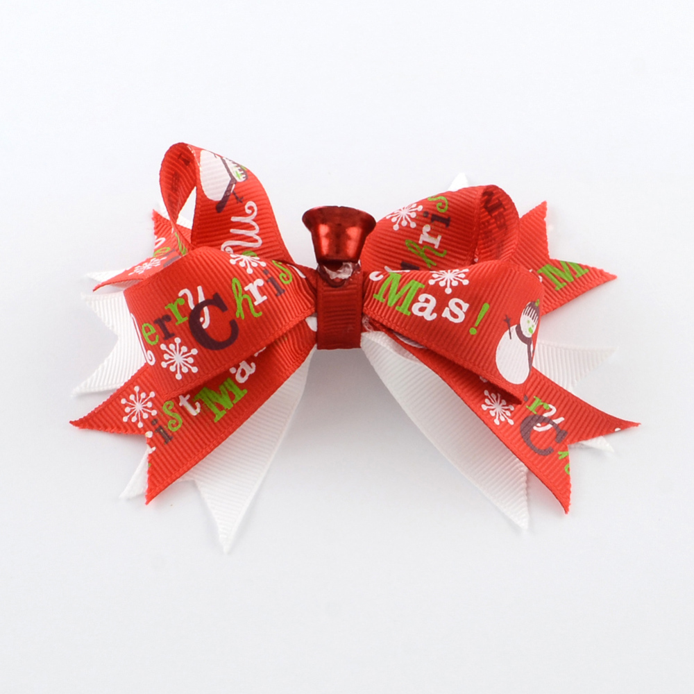 PandaHall Christmas Grosgrain Bowknot Alligator Hair Clips, with Iron Clips, Red, Platinum, 90x125mm; clip: 56x8mm Polyester Red