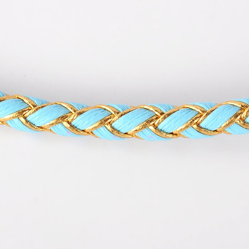PandaHall Korean Braided PU Leather Cord, LightSkyBlue, 5mm; about 50yards/roll Imitation Leather Braided