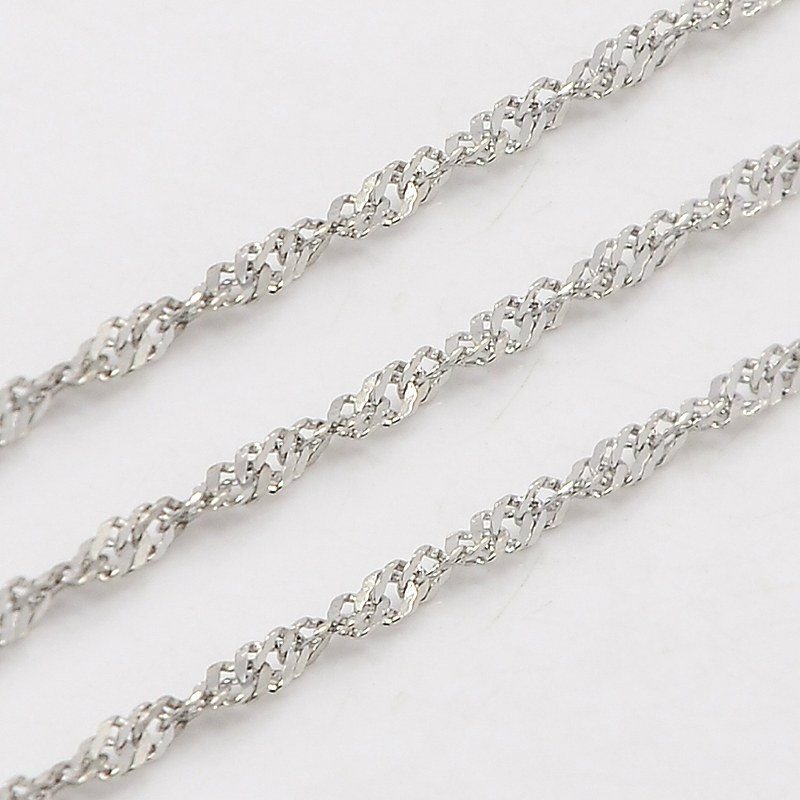 PandaHall 304 Stainless Steel Singapore Chains, Faceted, Stainless Steel Color, 1.6mm Stainless Steel