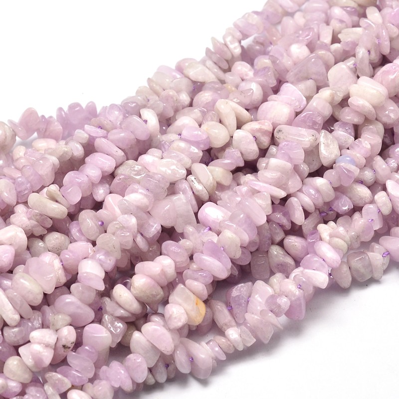 PandaHall Natural Kunzite Chip Beads Strands, 5~14x4~10mm, Hole: 1mm; about 15.5"~16.1" Kunzite Chip