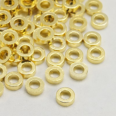 PandaHall Tibetan Silver Beads, Lead Free and Cadmium Free and Nickel Free, Donut, Golden, 6x2mm, Hole: 2.5mm. Alloy Donut