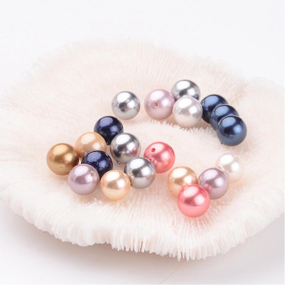 PandaHall Shell Pearl Colorful Beads Strands, Grade AB, Round, Mixed Color, 8mm, Hole: 0.8mm Shell Pearl Round Multicolor