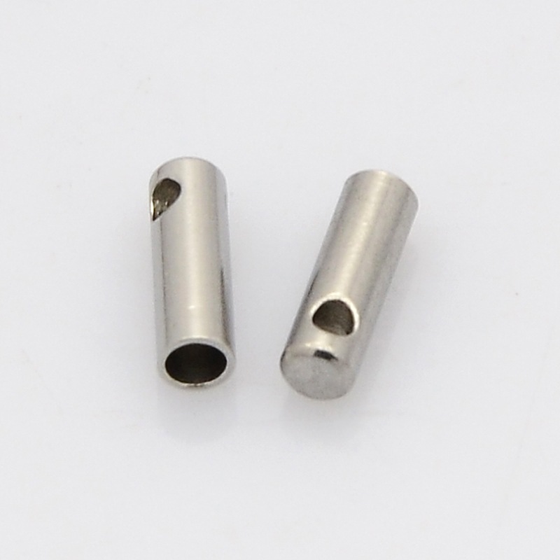 PandaHall Tube 304 Stainless Steel Cord Ends, Stainless Steel Color, 7x2mm, Hole: 1mm; Inner Diameter: 1.5mm Stainless Steel