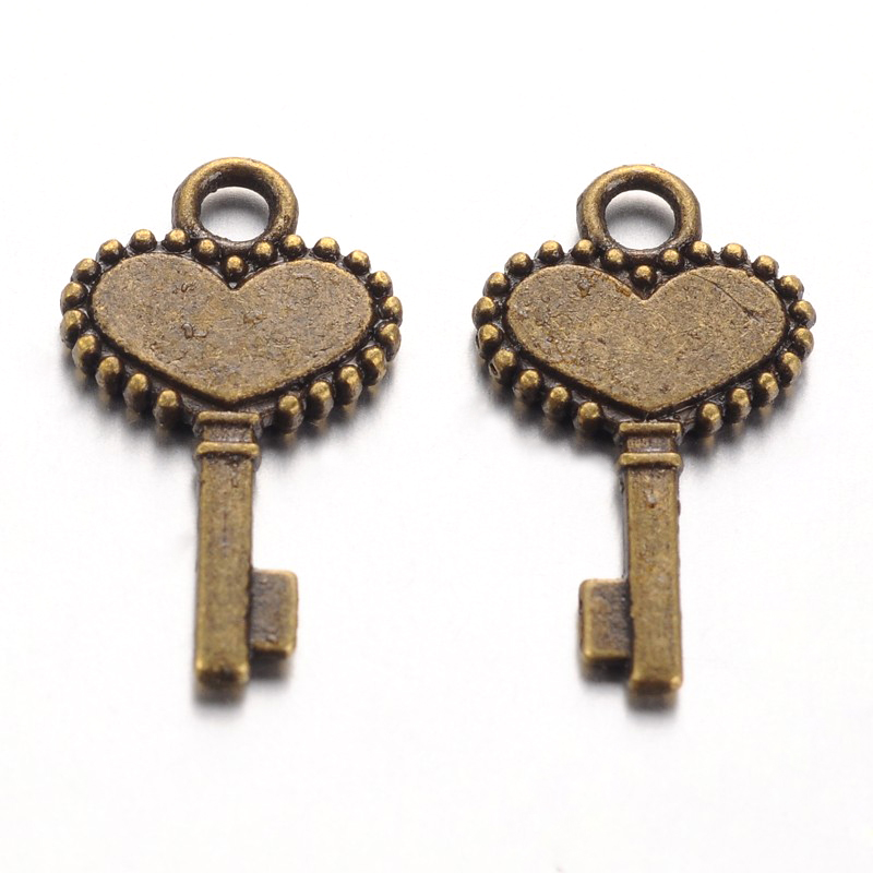 PandaHall Tibetan Style Alloy Pendants, Lead Free & Cadmium Free, Skeleton Key, Antique Bronze, 17x11x1mm, Hole: 2mm Alloy Key