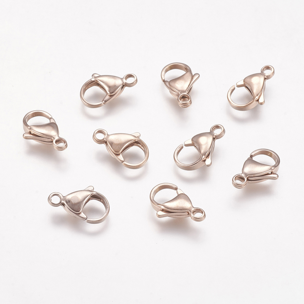 PandaHall 304 Stainless Steel Lobster Claw Clasps, Rose Gold, 15x9x4mm Stainless Steel Others