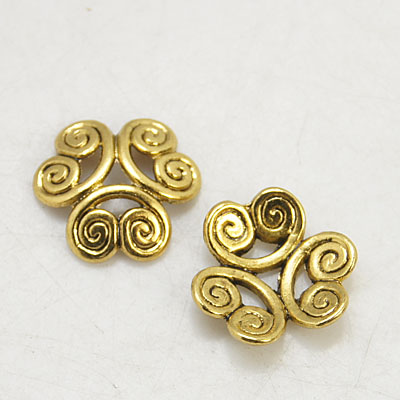 PandaHall Tibetan Silver Caps, Lead Free & Cadmium Free, Antique Golden Color, 12mm in diameter, 3.5mm thick, hole: 1.5mm Alloy