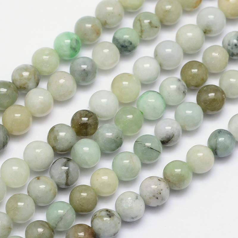 PandaHall Natural Jadeite Round Bead Strands, 6mm, Hole: 1mm; about 67pcs/strand, 15.5" Jadeite Round