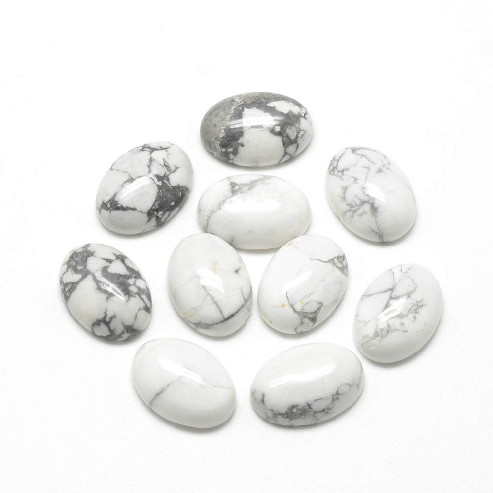 PandaHall Natural Howlite Cabochons, Oval, 18x13x5mm Howlite Oval