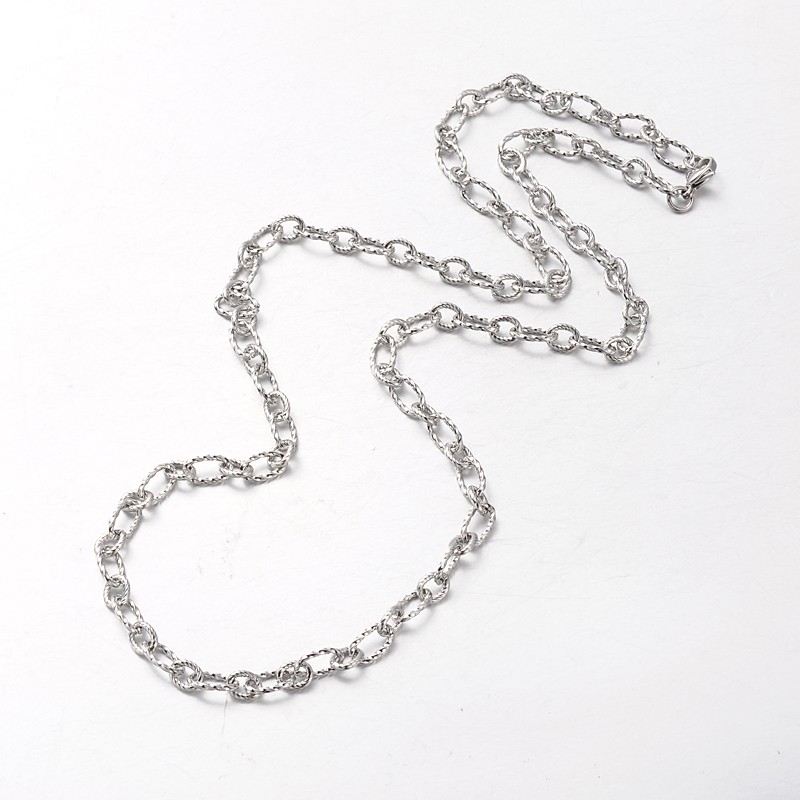 PandaHall 304 Stainless Steel Long Cross Chain Necklaces, with Lobster Claw Clasps, Stainless Steel Color, 29.33"(74.5cm) Stainless Steel