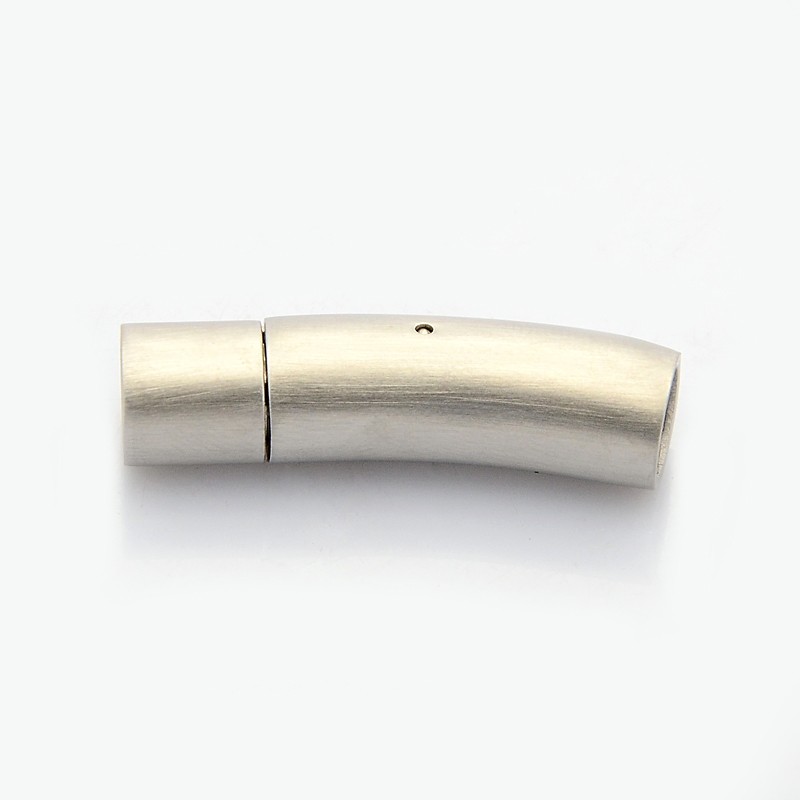 PandaHall Column 304 Stainless Steel Matte Bayonet Necklace Clasps, Stainless Steel Color, 30x9mm, Hole: 6mm Stainless Steel