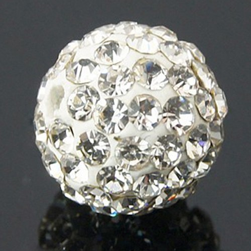 PandaHall Grade A Round Crystal Pave Disco Ball Beads, Polymer Clay Rhinestone Beads, 8mm, Hole: 1mm Polymer Clay+Glass Rhinestone Round