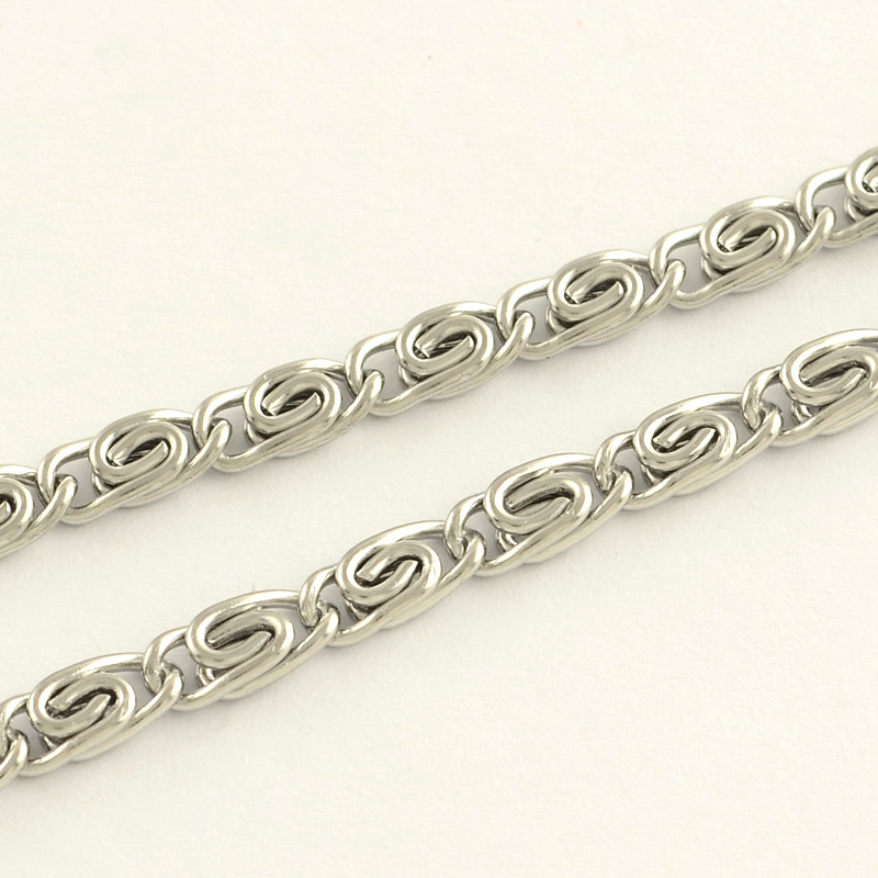 PandaHall 304 Stainless Steel Lumachina Chains, with Spool, Unwelded, Stainless Steel Color, 6x2.6x1.3mm; about 50m/rol Stainless Steel
