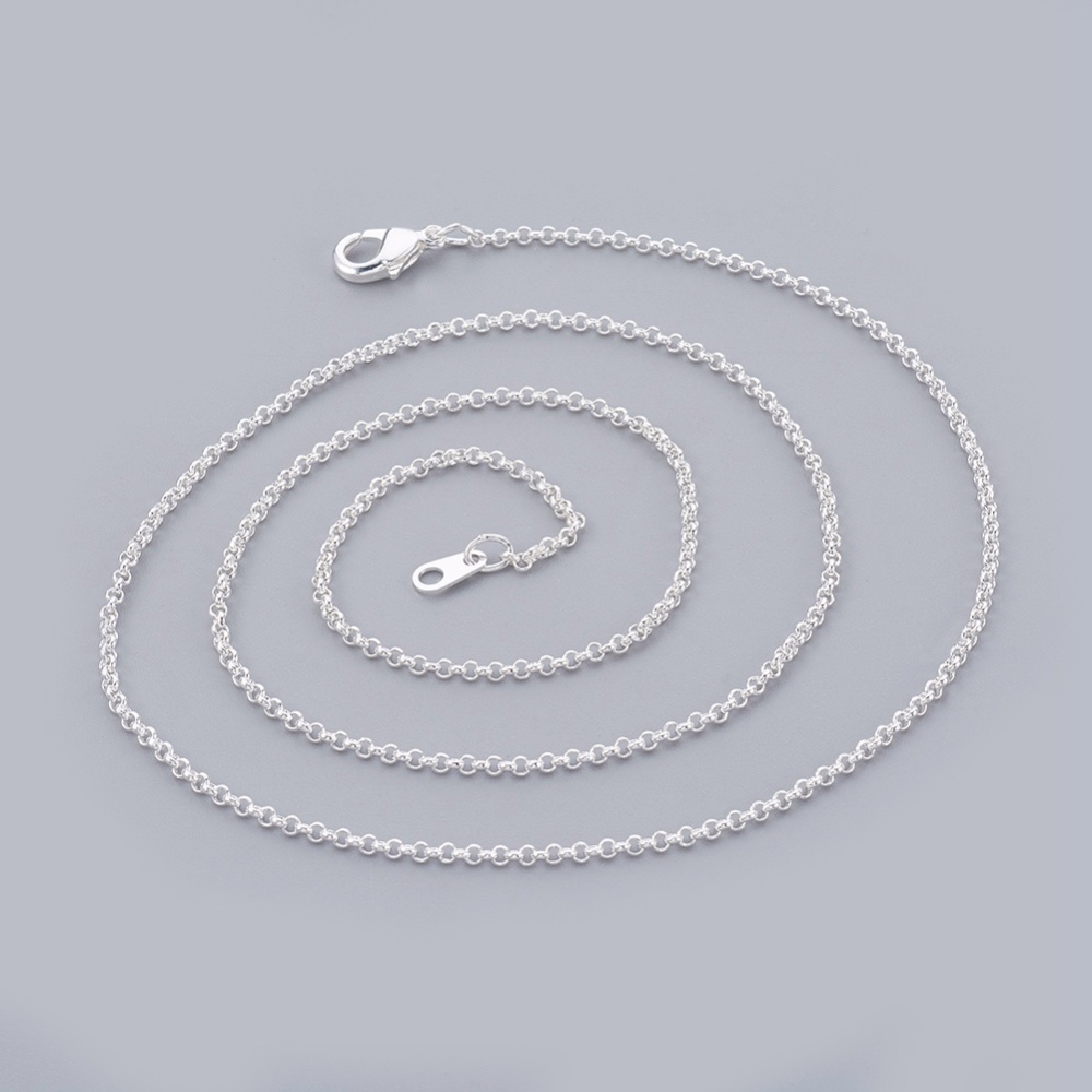PandaHall Brass Chain Necklace Makings for Women, Silver, 18.38", 1.6mm Brass Silver