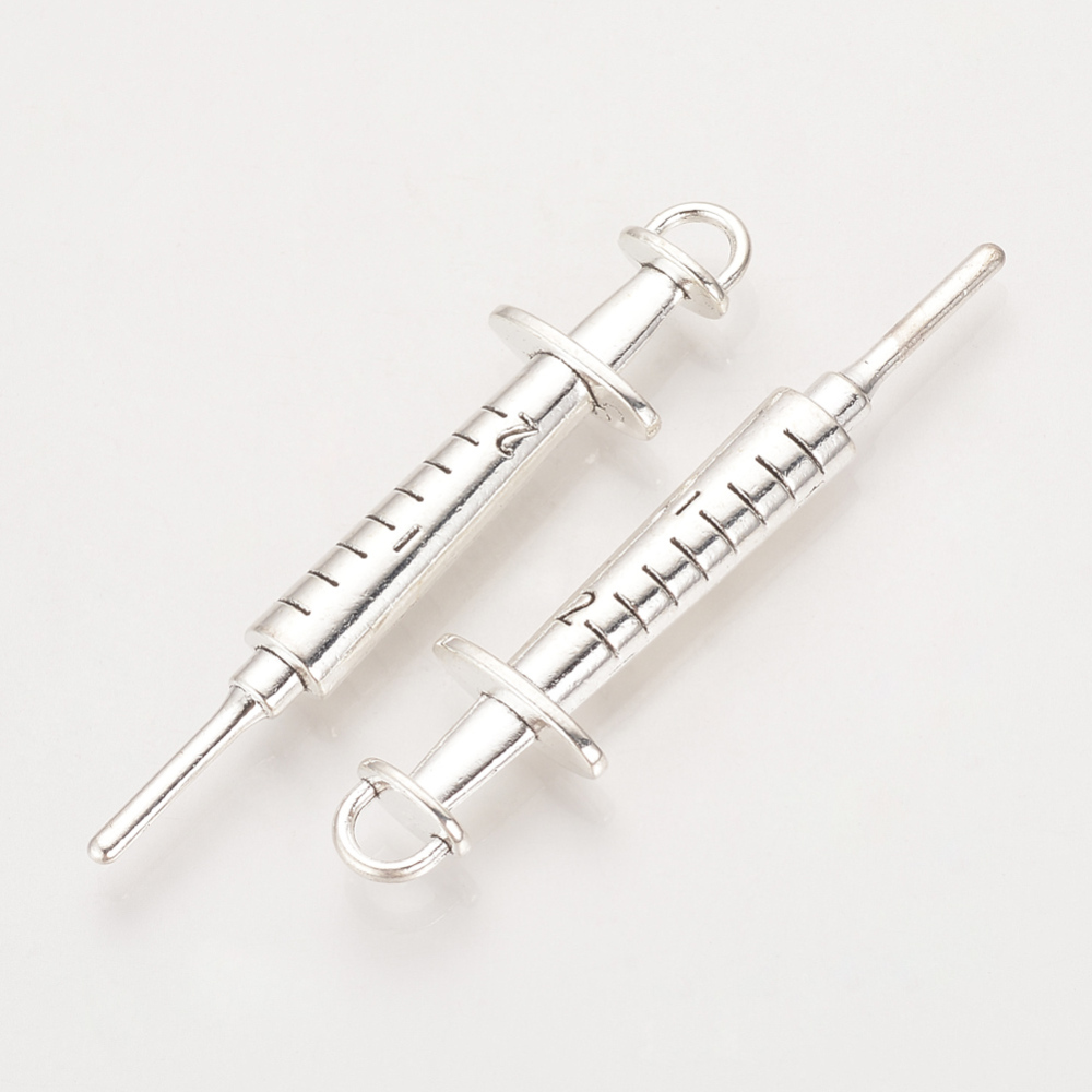 PandaHall Tibetan Style Alloy Big Pendants, Injection Syringe, Lead Free, Antique Silver, 62x14.5x6mm, Hole: 3x4.5mm Alloy Others