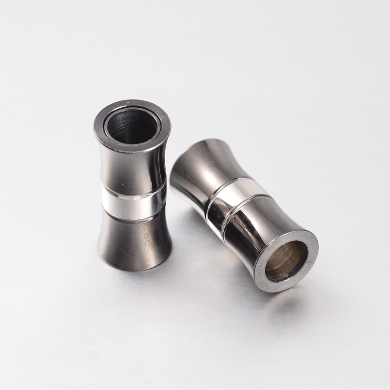PandaHall Bamboo Stick 304 Stainless Steel Magnetic Clasps, Gunmetal, 21x10mm, Hole: 6mm Stainless Steel Bamboo Stick