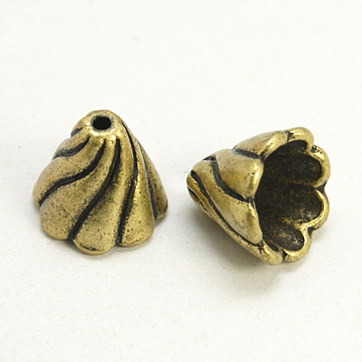 PandaHall Tibetan Style Bead Caps, Alloy, Lead Free and Cadmium Free, Flower, Antique Bronze Color, Size: about 13mm long, 12mm wide, hole...