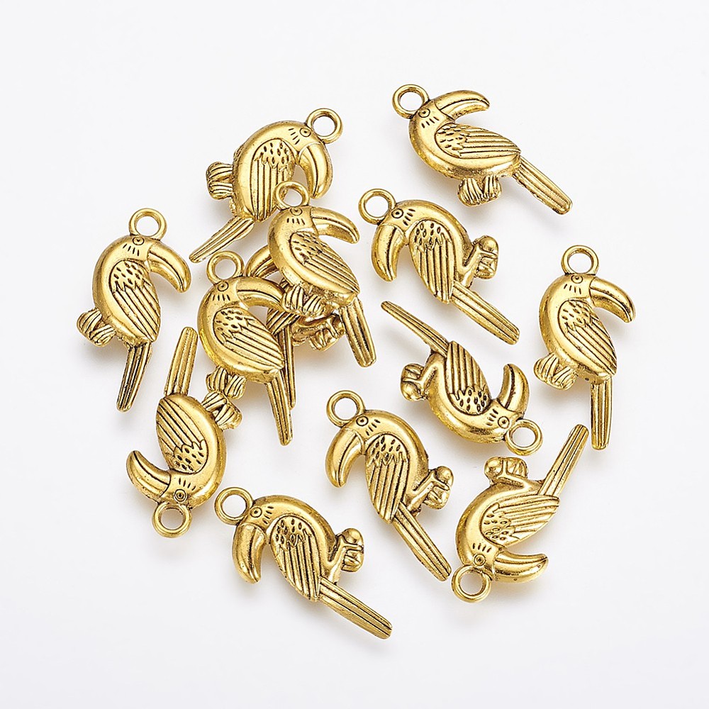 PandaHall Alloy Pendants, Bird, Antique Golden, Cadmium Free & Lead Free, 25x11x3mm Alloy Bird