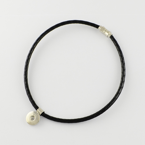 PandaHall 17.9" Black Color Trendy Braided Imitation Leather Necklace Making, Brass Magnetic Snap Necklace Making, Fit For Snap Buttons...