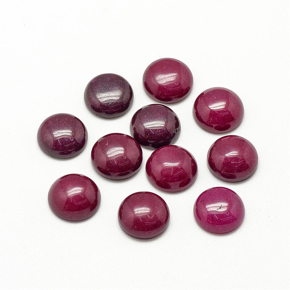 PandaHall Natural White Jade Cabochons, Dyed, Half Round/Dome, MediumVioletRed, 12x5mm White Jade Half Round Red