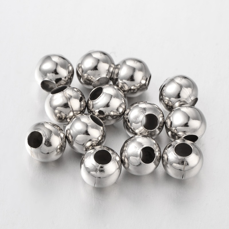 PandaHall Platinum Iron Round Spacer Beads, 8mm, hole: 3mm Iron Round