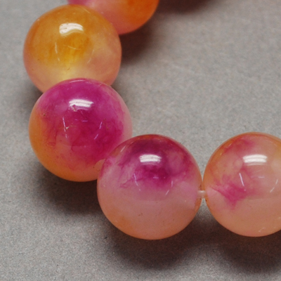 PandaHall Two Tone Natural Jade Bead Strands, Dyed, Round, Camellia, 10mm; Hole: 1mm, about 38pcs/strand, 14.9" Other Jade Round Pink