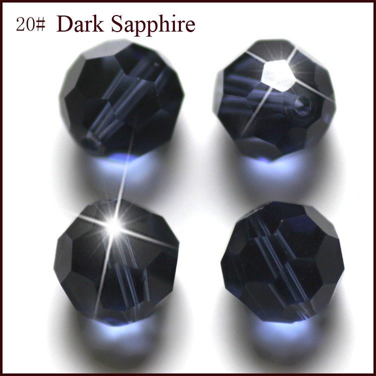 PandaHall Imitation Austrian Crystal Beads, Grade AAA, Faceted, Round, DarkBlue, 8mm, Hole: 1mm Glass Round Blue