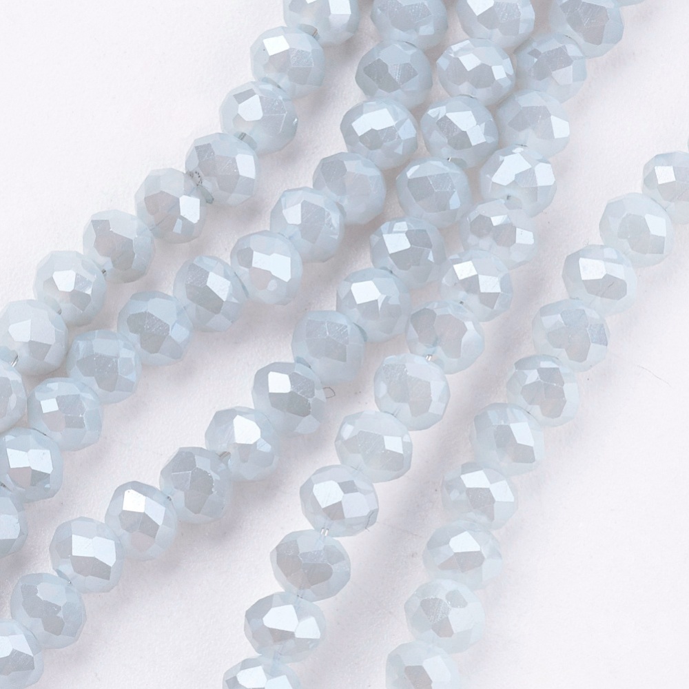 PandaHall Electroplate Glass Beads Strands, Imitation Jade, Faceted Rondelle, WhiteSmoke, 4x3mm, Hole: 1mm; about 140pcs/strand, 16.5" Glass...