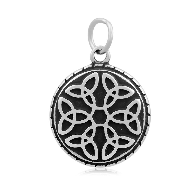 PandaHall Flat Round 316 Stainless Steel Pendants, Antique Silver, 23x19x2.5mm, Hole: 5mm Stainless Steel Flat Round