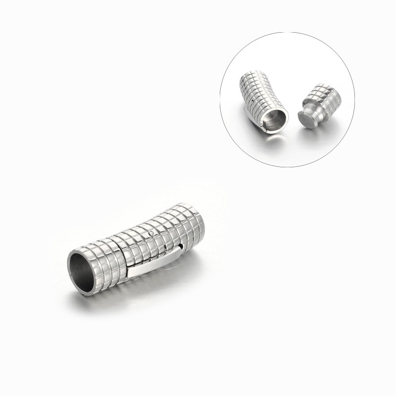 PandaHall Column 304 Stainless Steel Bayonet Clasps, Stainless Steel Color, 30x10mm, Hole: 8mm Stainless Steel